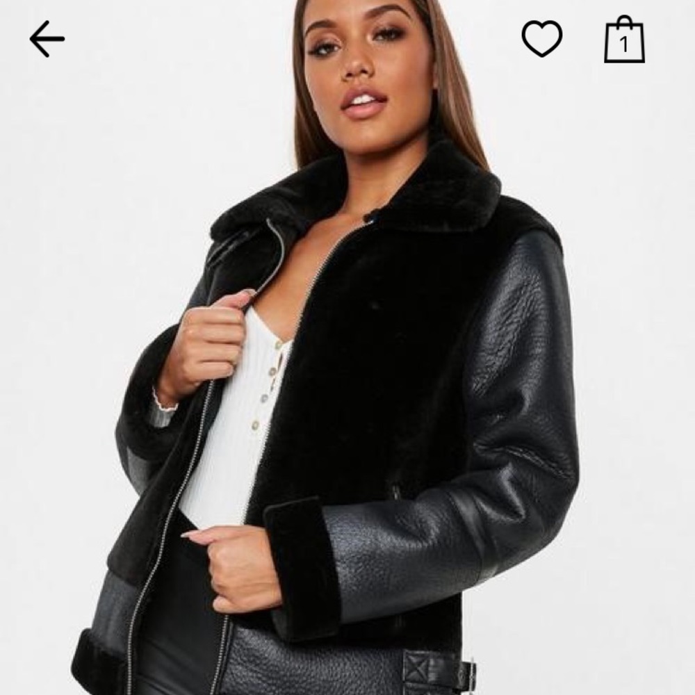 Black faux fur oversized jacket